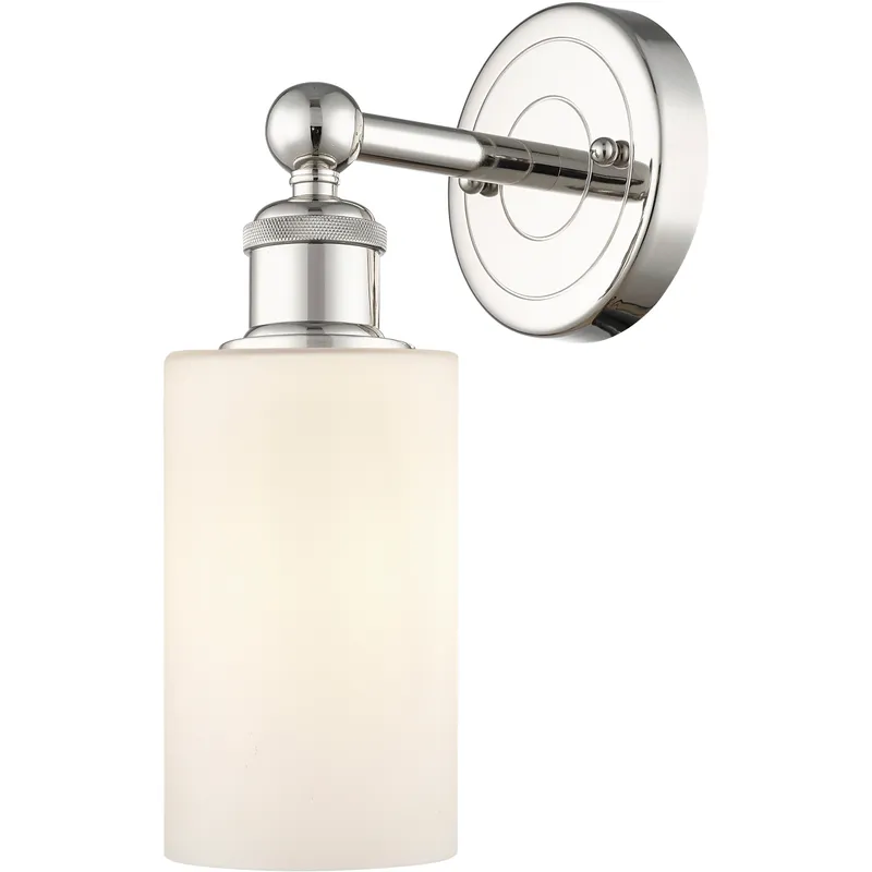 Clymer Sconce Wall Light in Polished Nickel, Matte White