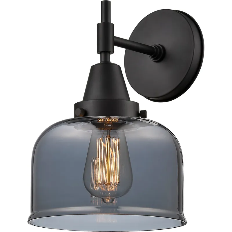 Caden LED 6.75 inch Matte Black Sconce Wall Light in Plated Smoke Glass