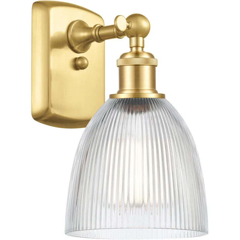 Ballston Castile LED 6 inch Satin Gold Sconce Wall Light in Clear Glass, Ballston