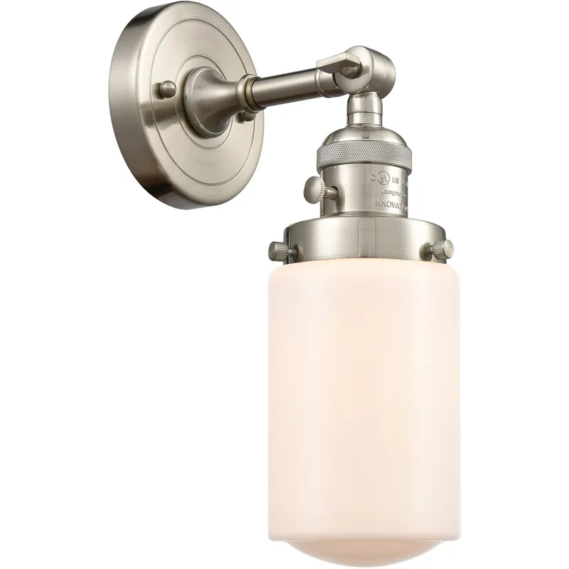 Franklin Restoration Dover 1 Light 5 inch Brushed Satin Nickel Sconce Wall Light in Matte White Glass, Franklin Restoration