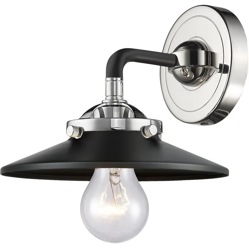 Nouveau Railroad LED 8 inch Black Polished Nickel Sconce Wall Light in Matte Black, Nouveau