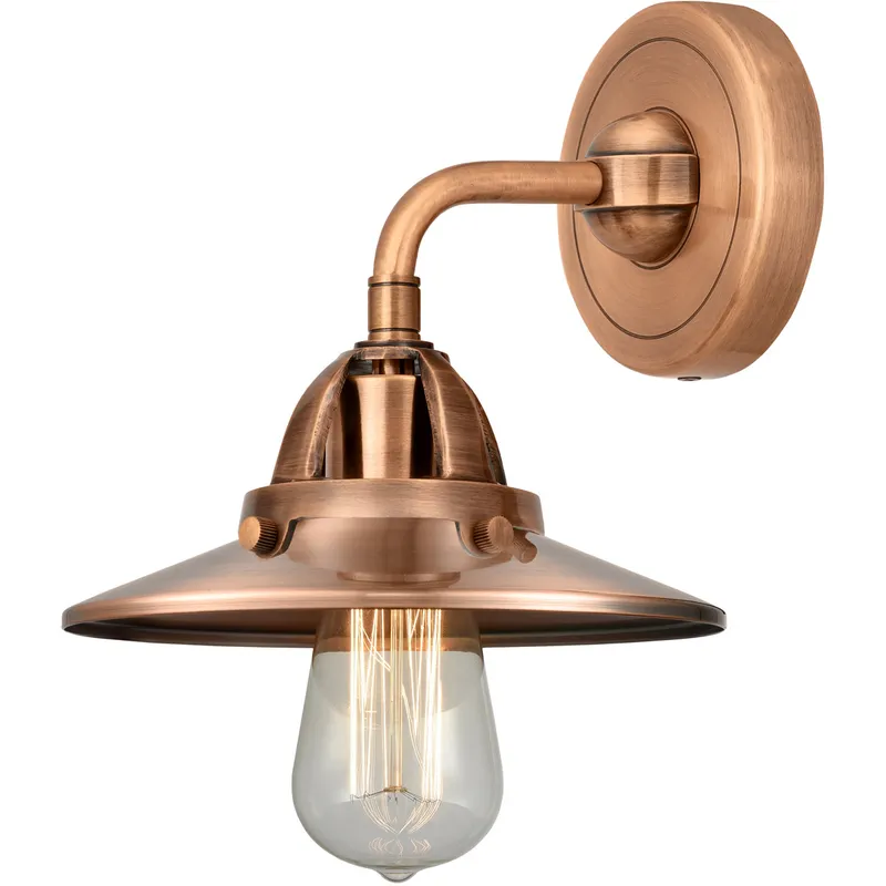 Nouveau 2 Railroad 1 Light 8 inch Antique Copper Sconce Wall Light