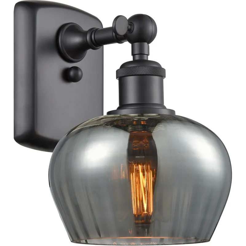 Ballston Fenton LED 7 inch Matte Black Sconce Wall Light in Plated Smoke Glass, Ballston
