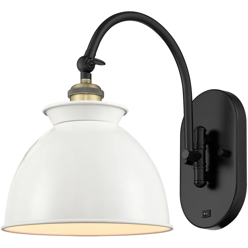 Ballston Adirondack LED 8.13 inch Black Antique Brass Sconce Wall Light in Glossy White