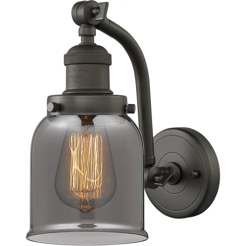 Franklin Restoration Small Bell LED 5 inch Oil Rubbed Bronze Sconce Wall Light in Plated Smoke Glass, Franklin Restoration