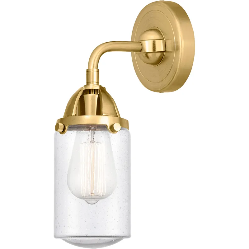 Nouveau 2 Dover 1 Light 4.5 inch Satin Gold Sconce Wall Light in Seedy Glass