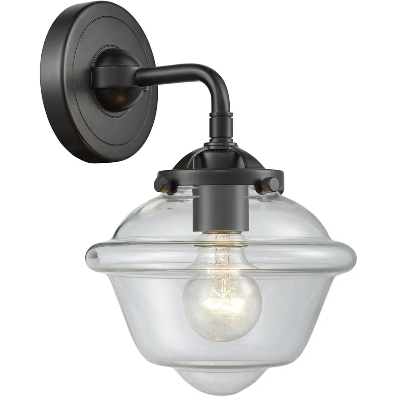 Nouveau Small Oxford LED 7.5 inch Oil Rubbed Bronze Sconce Wall Light in Clear Glass, Nouveau