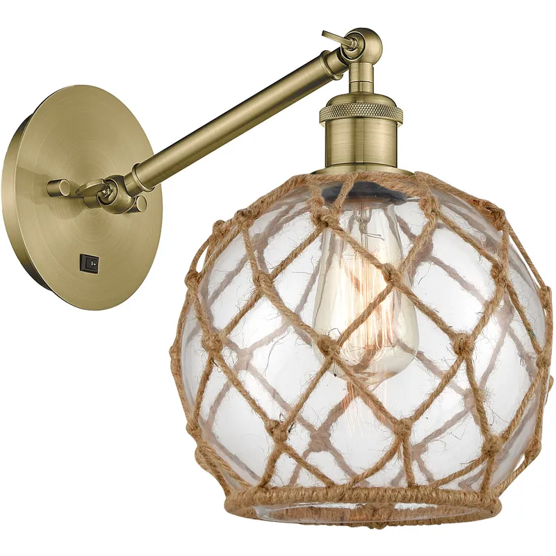 Ballston Farmhouse Rope LED 8 inch Antique Brass Sconce Wall Light