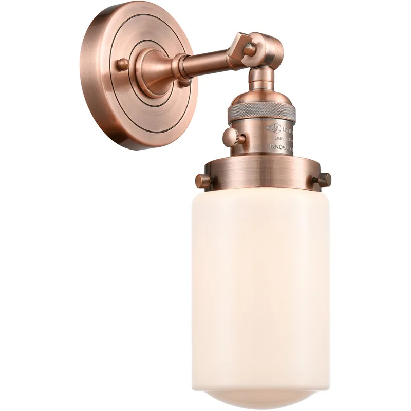 Franklin Restoration Dover 1 Light 5 inch Antique Copper Sconce Wall Light in Matte White Glass, Franklin Restoration