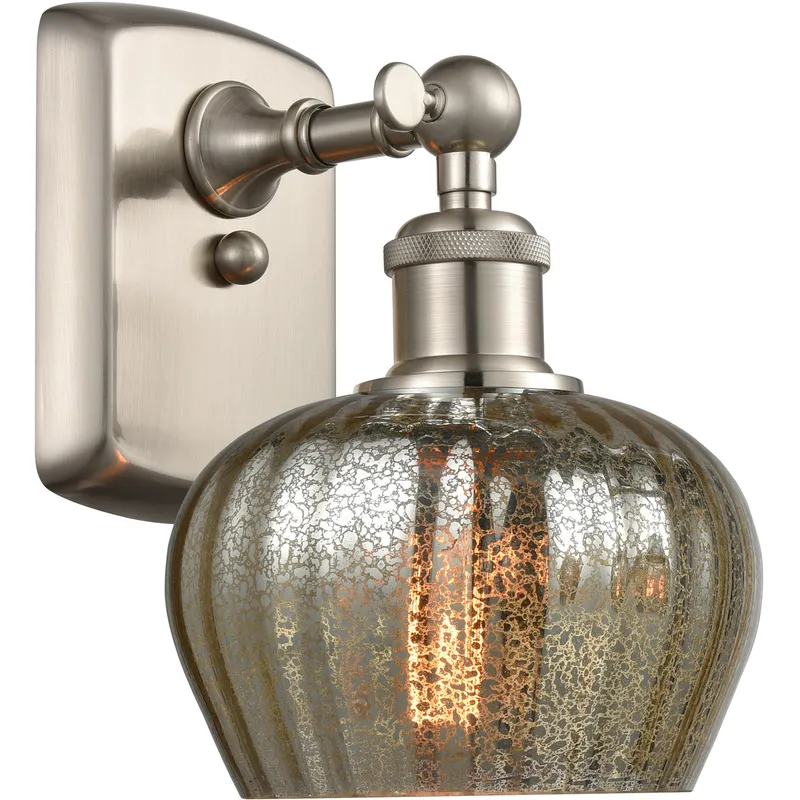Ballston Fenton LED 7 inch Brushed Satin Nickel Sconce Wall Light in Mercury Glass, Ballston