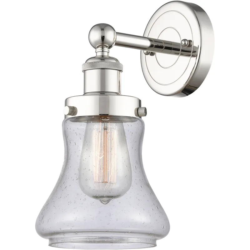 Bellmont Sconce Wall Light in Polished Nickel, Seedy