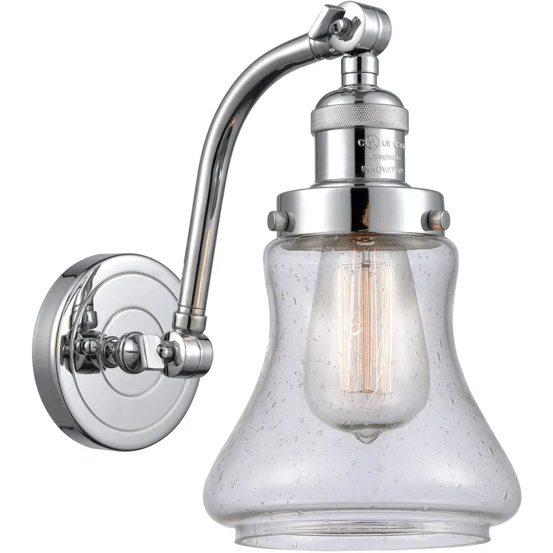 Franklin Restoration Bellmont LED 7 inch Polished Chrome Sconce Wall Light in Seedy Glass, Franklin Restoration