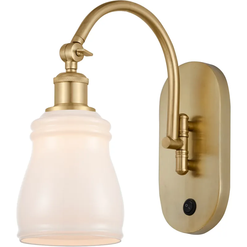 Ballston Ellery 1 Light 5.3 inch Satin Gold Sconce Wall Light in White Glass