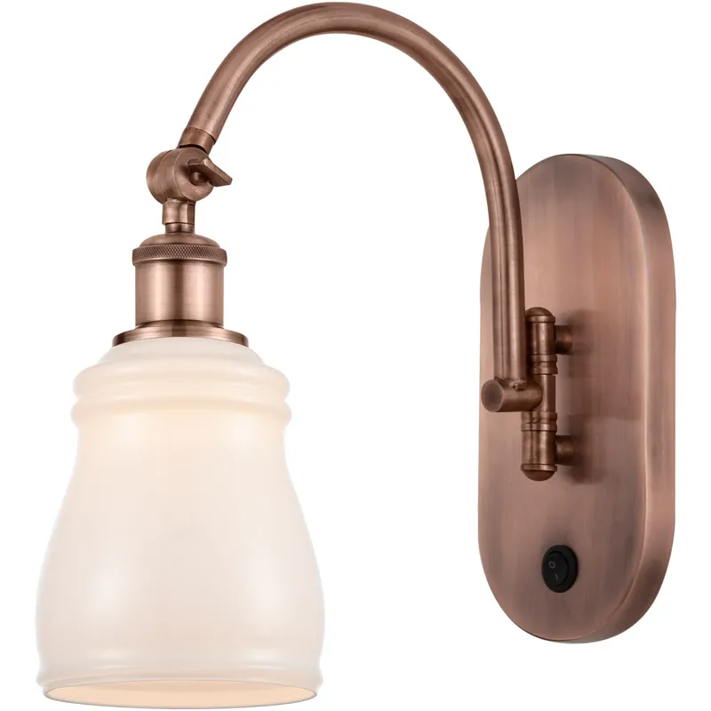 Ballston Ellery 1 Light 5.3 inch Antique Copper Sconce Wall Light in White Glass