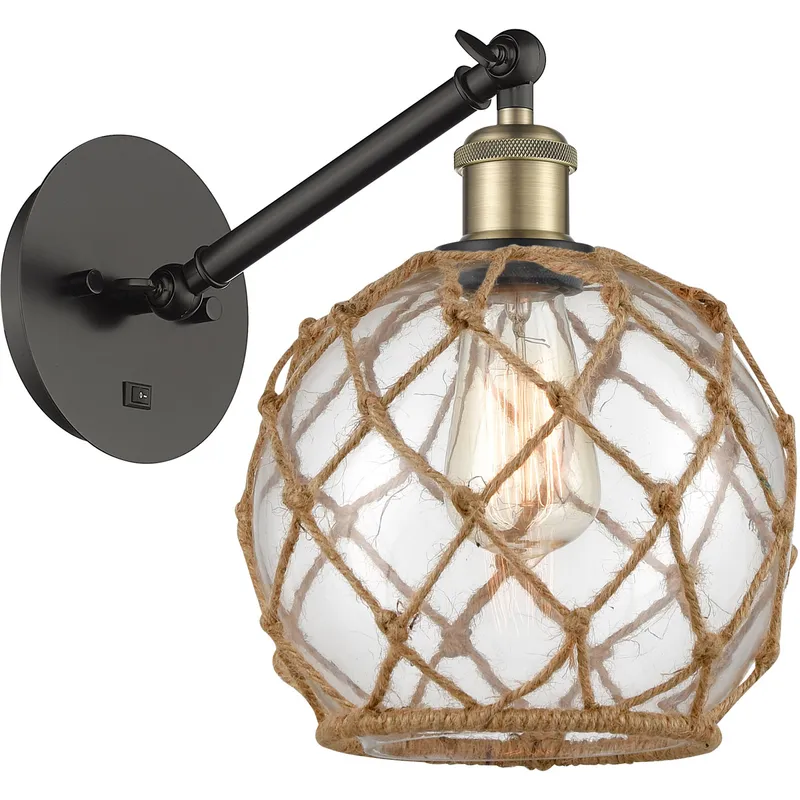 Ballston Farmhouse Rope LED 8 inch Black Antique Brass Sconce Wall Light