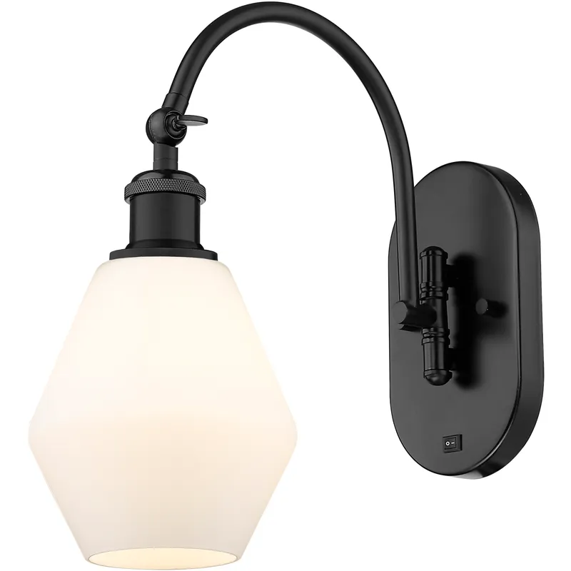 Ballston Cindyrella LED 6 inch Matte Black Sconce Wall Light in Matte White Glass
