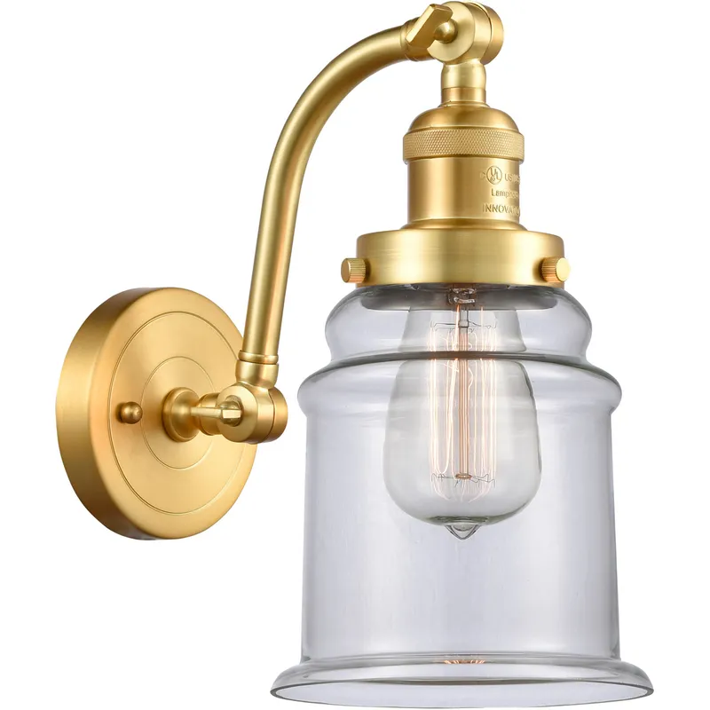 Franklin Restoration Canton 1 Light 7 inch Satin Gold Sconce Wall Light in Clear Glass, Franklin Restoration