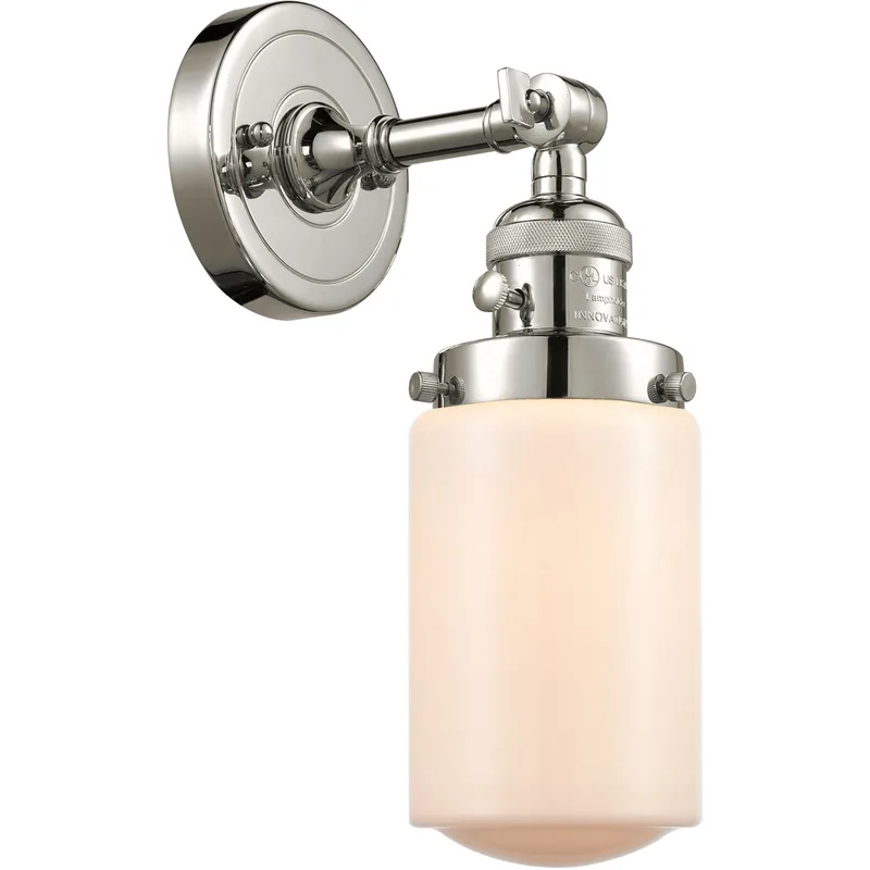Franklin Restoration Dover 1 Light 5 inch Polished Nickel Sconce Wall Light in Matte White Glass, Franklin Restoration