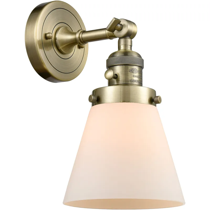 Franklin Restoration Small Cone LED 6 inch Antique Brass Sconce Wall Light, Franklin Restoration