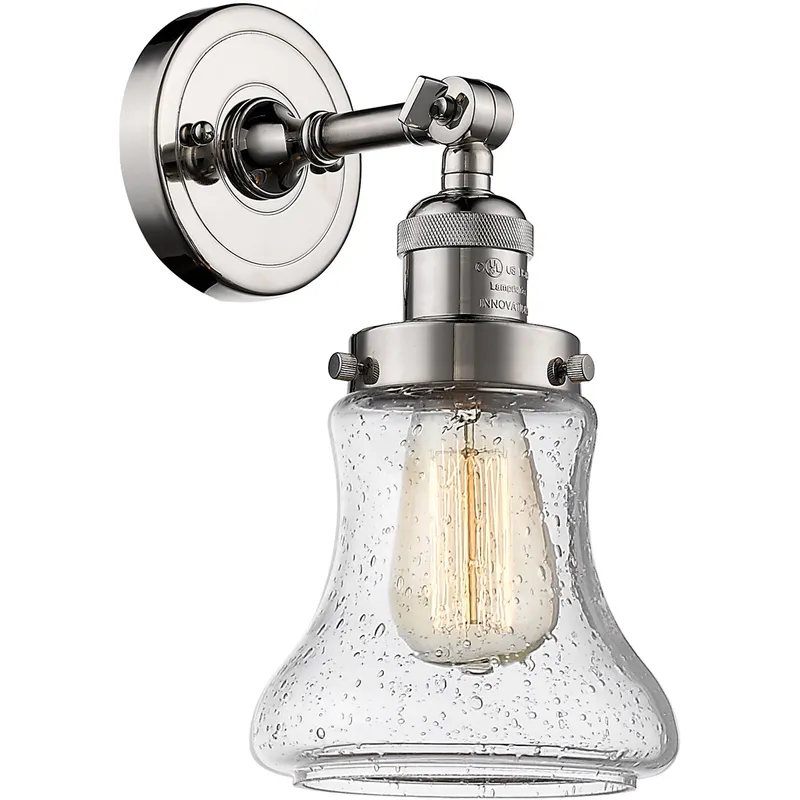 Franklin Restoration Bellmont 1 Light 7 inch Polished Nickel Sconce Wall Light in Seedy Glass, Franklin Restoration