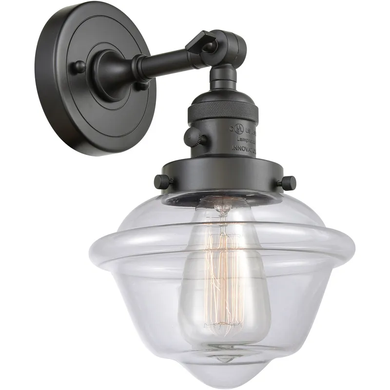 Franklin Restoration Small Oxford 1 Light 8 inch Oil Rubbed Bronze Sconce Wall Light in Clear Glass, Franklin Restoration