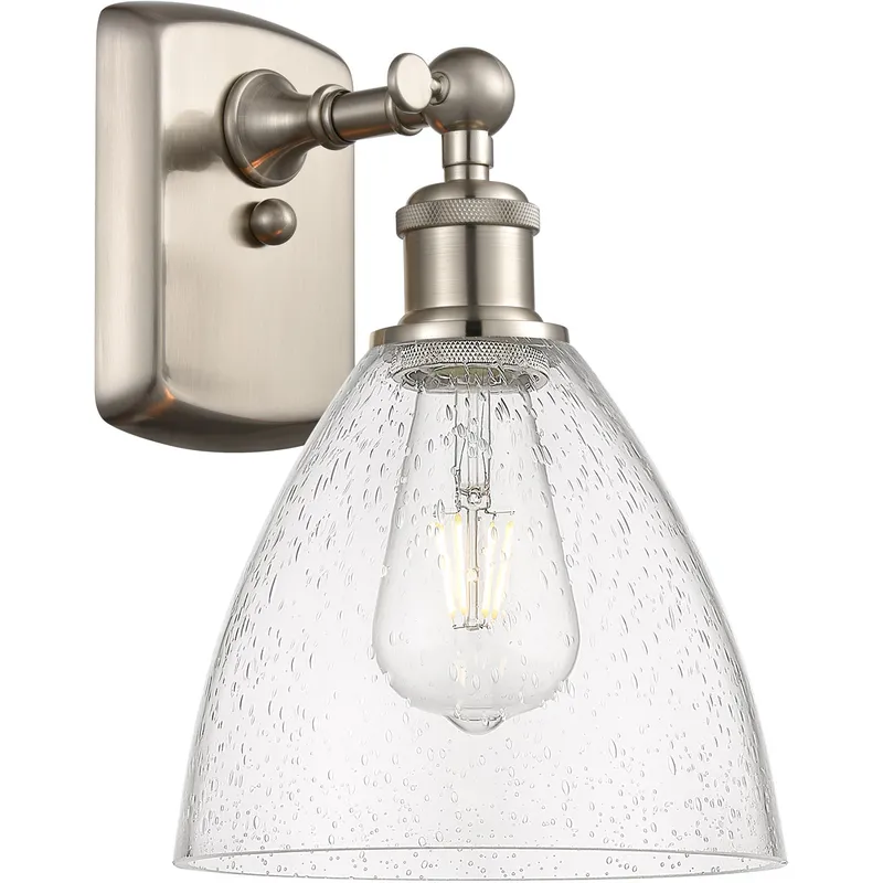 Ballston Ballston Dome LED 8 inch Brushed Satin Nickel Sconce Wall Light in Seedy Glass