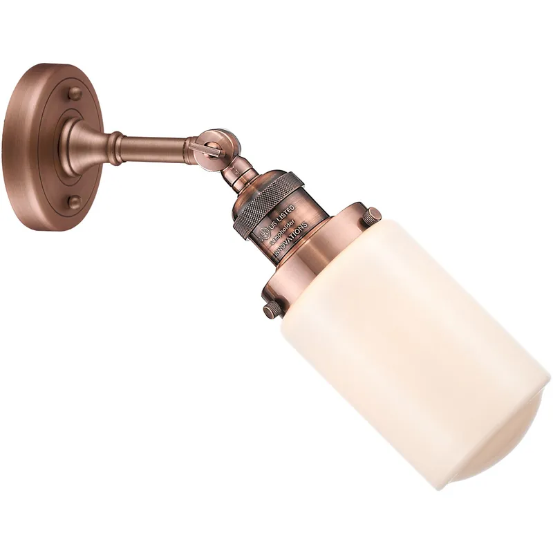 Franklin Restoration Dover LED 5 inch Antique Copper Sconce Wall Light in Matte White Glass, Franklin Restoration