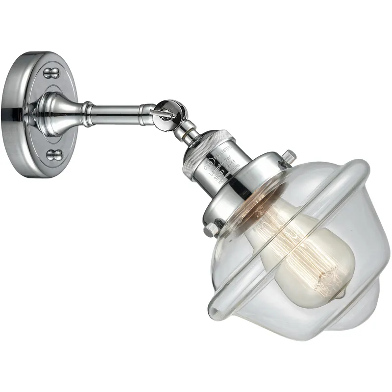 Franklin Restoration Small Oxford 1 Light 8 inch Polished Chrome Sconce Wall Light in Clear Glass, Franklin Restoration