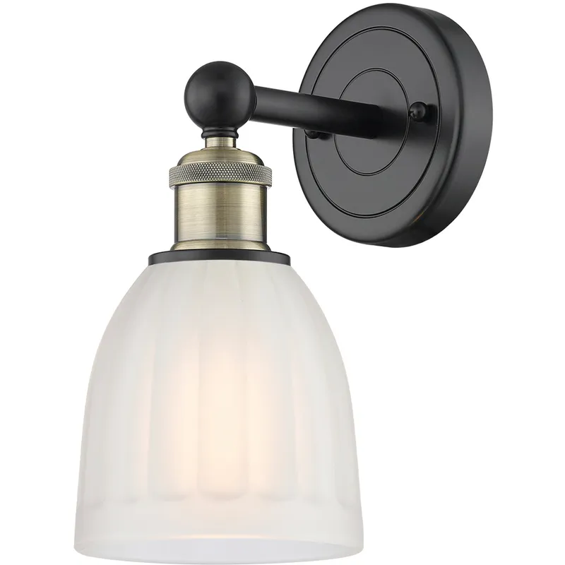Brookfield Sconce Wall Light in Black Antique Brass, White