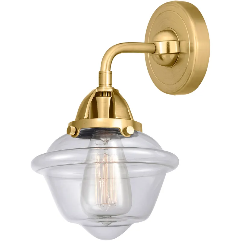 Nouveau 2 Small Oxford 1 Light 8 inch Satin Gold Sconce Wall Light in Clear Glass