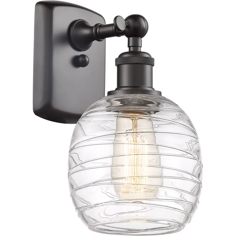 Ballston Belfast LED 6 inch Oil Rubbed Bronze Sconce Wall Light in Deco Swirl Glass