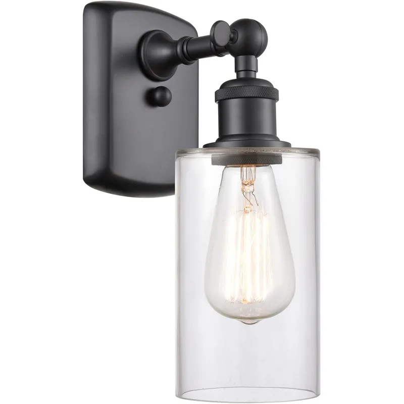 Ballston Clymer 1 Light 4 inch Matte Black Sconce Wall Light in Clear Glass, Ballston