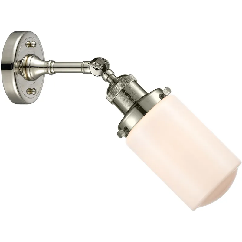 Franklin Restoration Dover LED 5 inch Polished Nickel Sconce Wall Light in Matte White Glass, Franklin Restoration
