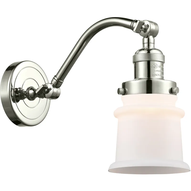 Franklin Restoration Small Canton LED 6.5 inch Polished Nickel Sconce Wall Light in Matte White Glass, Franklin Restoration