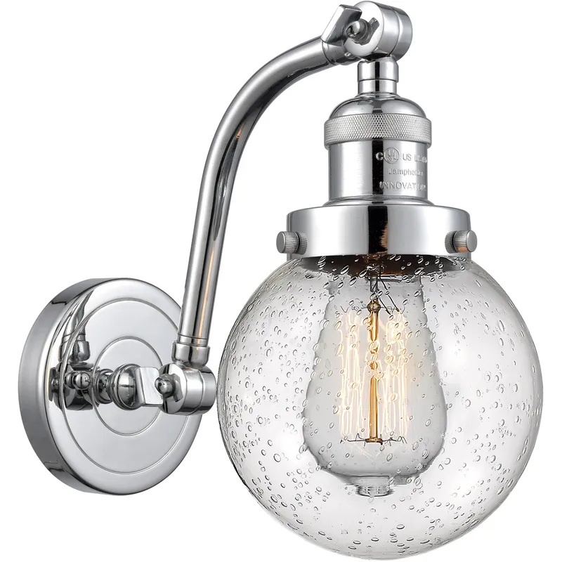 Franklin Restoration Beacon LED 6 inch Polished Chrome Sconce Wall Light in Seedy Glass, Franklin Restoration