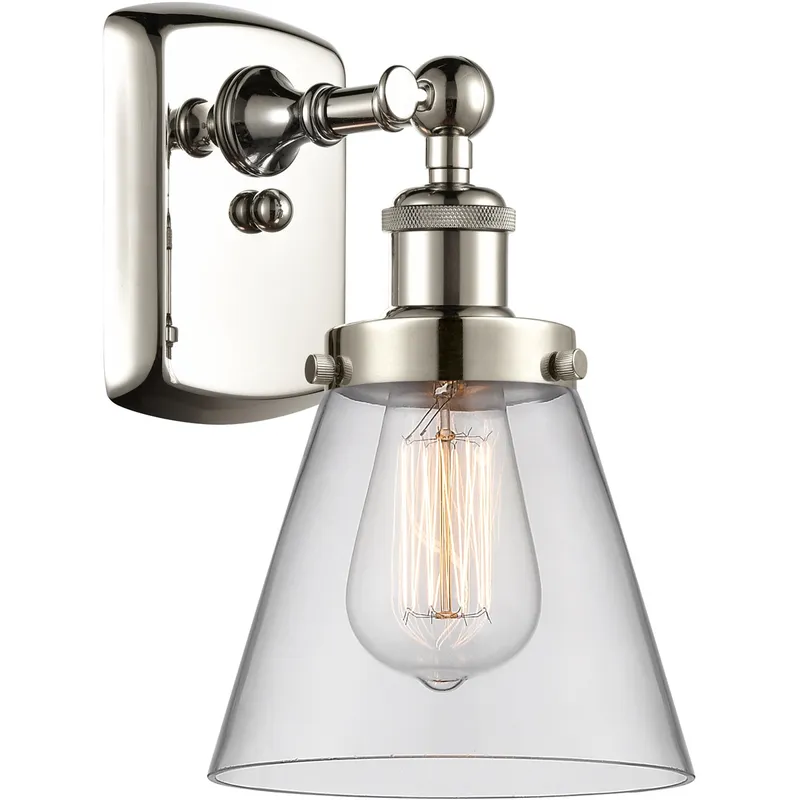 Ballston Small Cone LED 6 inch Polished Nickel Sconce Wall Light in Clear Glass