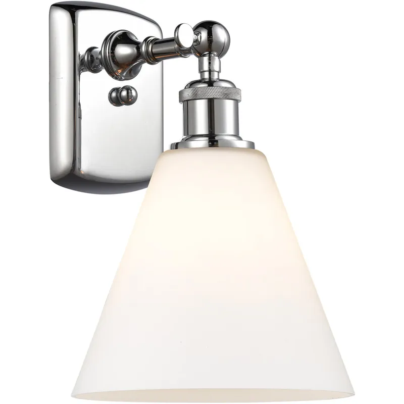 Ballston Cone LED 8 inch Polished Chrome Sconce Wall Light in Matte White Glass