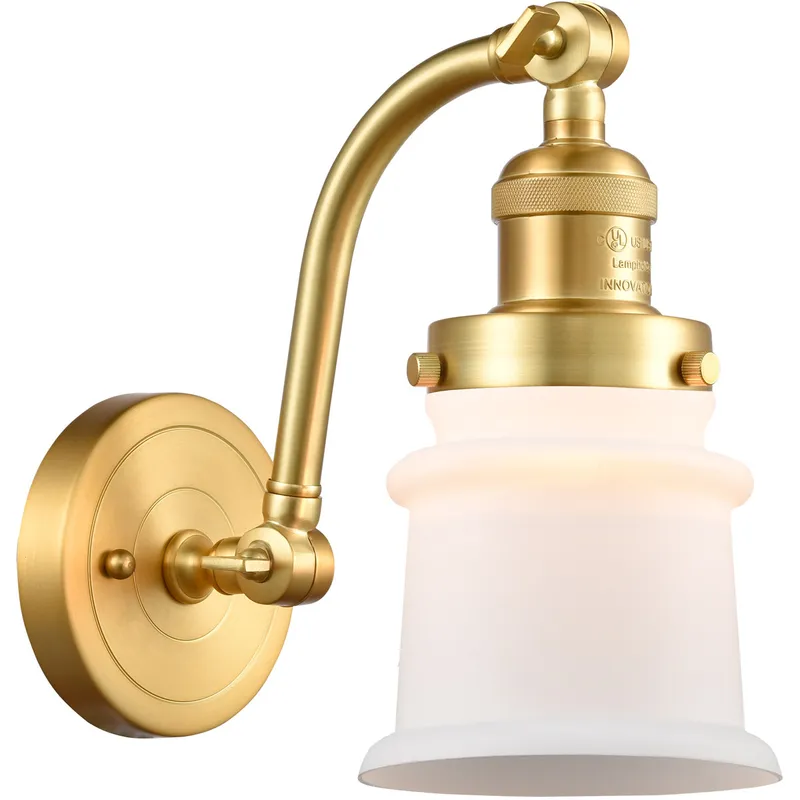 Franklin Restoration Small Canton LED 6.5 inch Satin Gold Sconce Wall Light in Matte White Glass, Franklin Restoration
