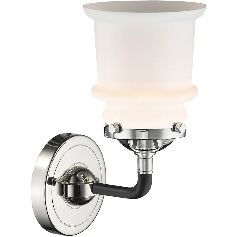 Nouveau Small Canton 1 Light 5 inch Black Polished Nickel Sconce Wall Light in Matte White Glass, Nouveau