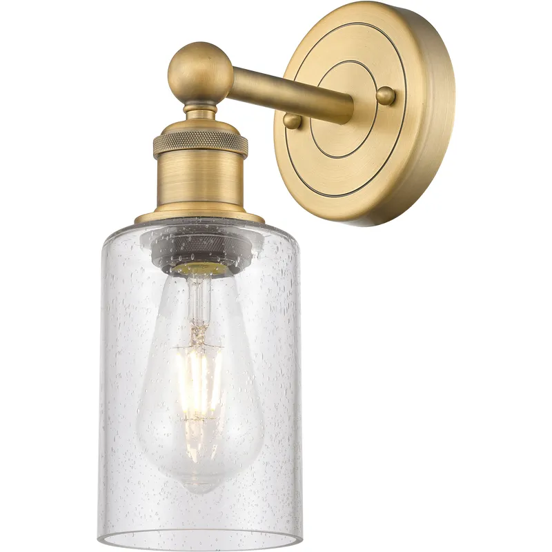 Clymer 1 Light 3.88 inch Brushed Brass Sconce Wall Light in Seedy Glass
