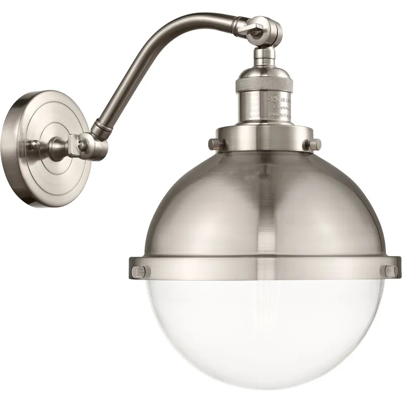 Franklin Restoration Hampden 1 Light 9 inch Brushed Satin Nickel Sconce Wall Light in Clear Glass