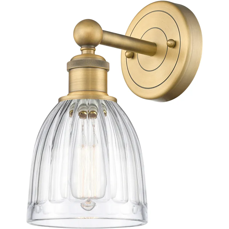 Brookfield Sconce Wall Light in Brushed Brass, Clear