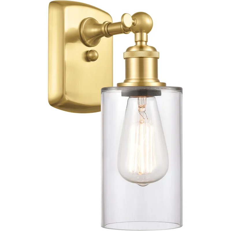 Ballston Clymer 1 Light 4 inch Satin Gold Sconce Wall Light in Clear Glass, Ballston