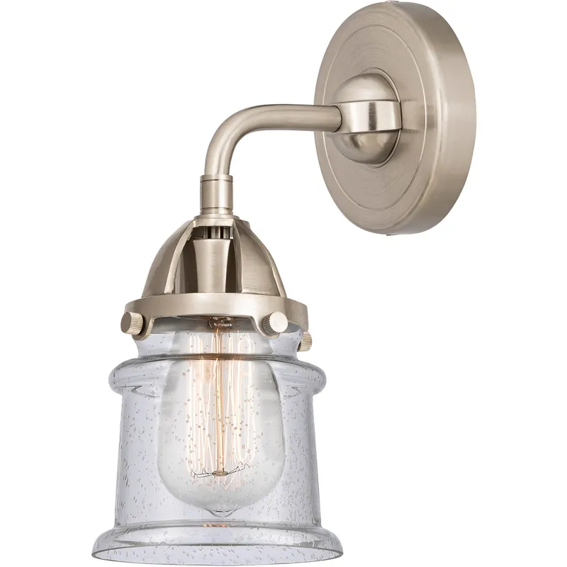 Nouveau 2 Small Canton 1 Light 5.25 inch Brushed Satin Nickel Sconce Wall Light in Seedy Glass