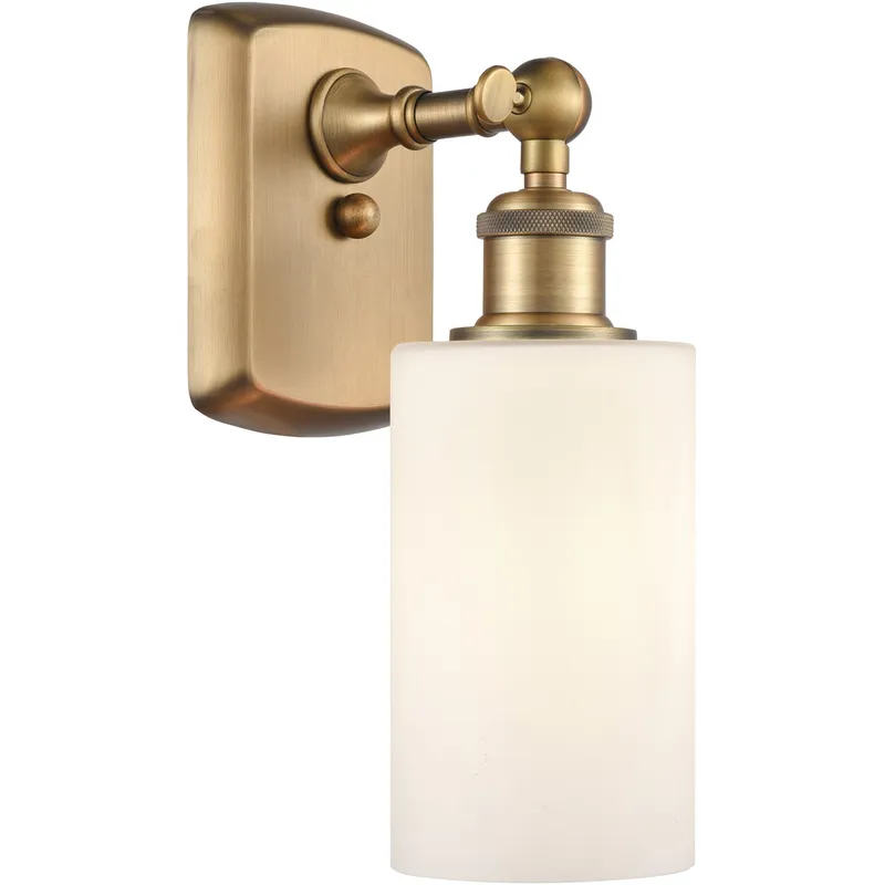 Ballston Clymer 1 Light 4 inch Brushed Brass Sconce Wall Light in Matte White Glass, Ballston
