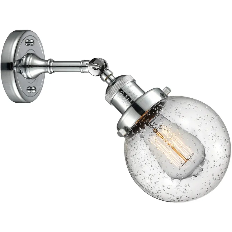 Franklin Restoration Beacon 1 Light 6 inch Polished Chrome Sconce Wall Light in Seedy Glass, Franklin Restoration