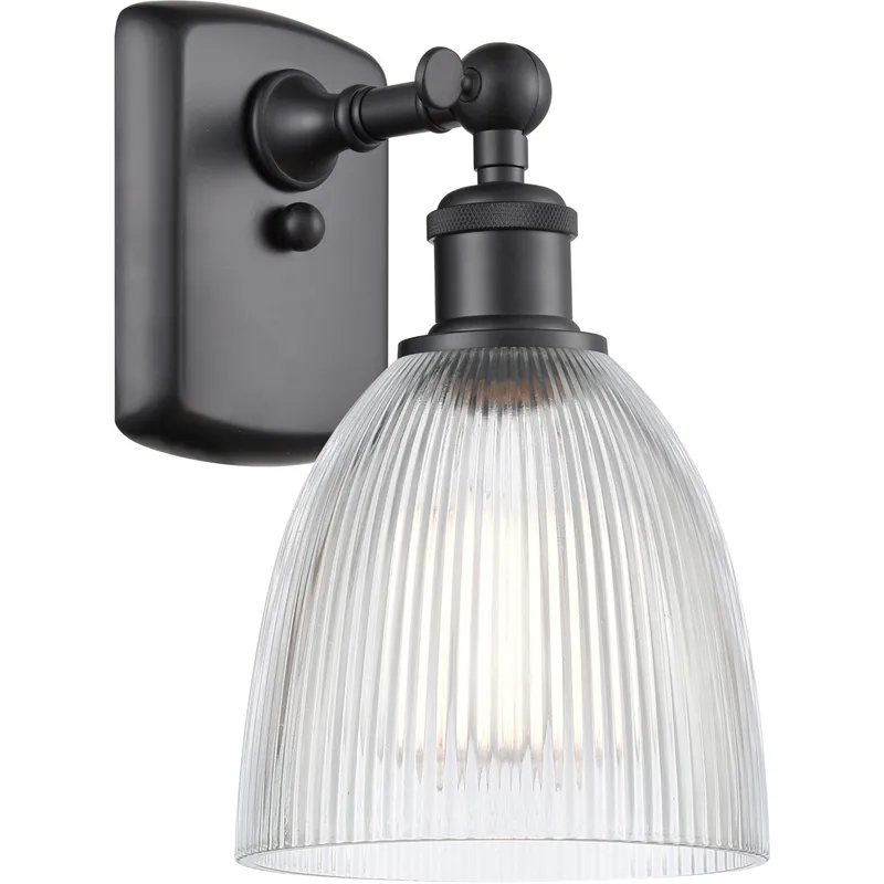 Ballston Castile LED 6 inch Matte Black Sconce Wall Light in Clear Glass, Ballston