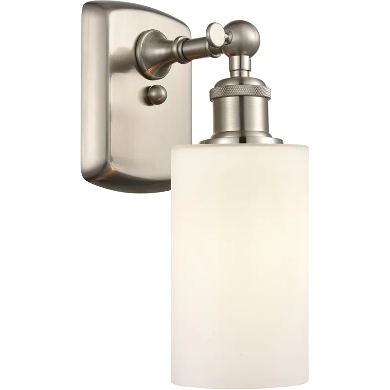 Ballston Clymer 1 Light 4 inch Brushed Satin Nickel Sconce Wall Light in Matte White Glass, Ballston