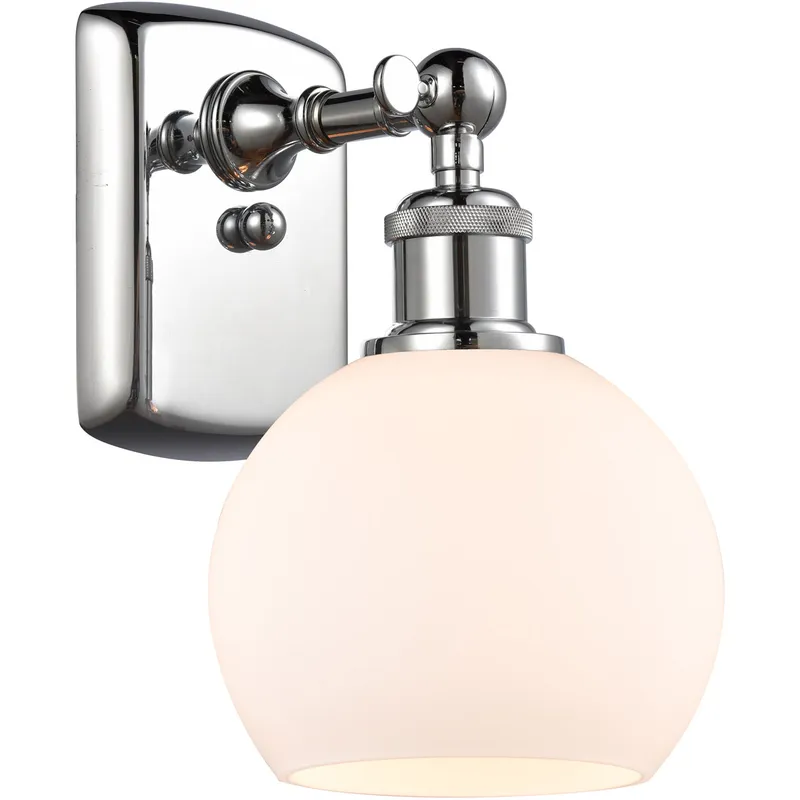 Ballston Athens LED 6 inch Polished Chrome Sconce Wall Light in Matte White Glass
