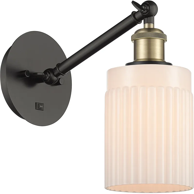 Ballston Hadley 1 Light 5.3 inch Black Antique Brass Sconce Wall Light in Matte White Glass